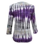 Nature Art Womens Bamboo Tie Dye Top Embellished French Ribbon Shirt B