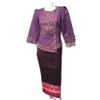 Plum Lao Laos 3/4 Sleeve Blouse Tops US Size 6 Silk Blend Sinh Skirt M