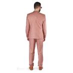 Slim Fit Suit Salmon 2 Button 3 Piece Vested Peak Lapel Windowpane Che