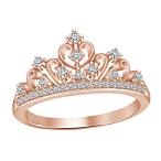 AFFY Round Cut White Cubic Zirconia Princess Crown Ring in 14k Rose Go