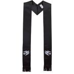 Deluxe Satin Black Dove of Peace Clergy Stole for Ministers and Weddin