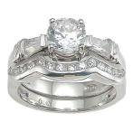 Sterling Silver Cubic Zirconia Wedding Engagement Ring Set for Women 8
