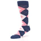 Flaming Pink Navy Argyle Men's Socks - Groomsmen Wedding Sock Kit with
