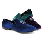 Amali Men's Faux Velvet Slip on Loafer with Jeweled Bit and Matching P