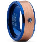 Metal Masters Co. Blue and Rose Tone Tungsten Wedding Band wih Real Sa