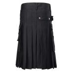 Foucome Men's Black Fashion Sport Utility Kilt Deluxe Kilt Adjustable