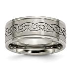 Jewelry Stores Network Mens 9mm Brushed Titanium Scroll Design Wedding