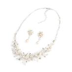 USABride Rose Flower Wedding Jewelry Set with Simulated Freshwater Pea