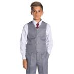 Shiny Penny, Boys Formal 5 Piece Suit Set with Shirt &amp; Vest (Grey, 20)