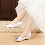 LUXVEER White Wedding Shoes,Low Heels Wedge 2 inch-EU36