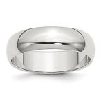 FB Jewels Solid Sterling Silver 6mm Half-Round Wedding Band Size 8.5