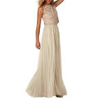 TTdamai Two Pieces Tulle &amp; Lace Bridesmaid Dress A-Line Prom Wedding B