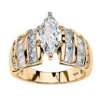 14K Yellow Gold over Sterling Silver Marquise Cut Cubic Zirconia Step
