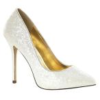 Womens Bridal Shoes Ivory Pointed Toe Pumps Glitter Shoes Wedding 5 In