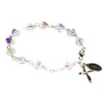 Womens Rosary Bracelet made w/Clear AB Swarovski Crystals (April) - Co