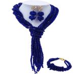 laanc Highly Qualified Necklace Jewelry Sets Royal Blue Nigerian Weddi