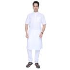 JadeBlue Solid White Modi Kurta Indian Wedding Kurta for Men - MKIRSF