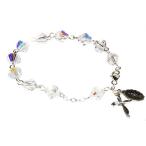 Womens Rosary Bracelet Made with Clear AB Swarovski Crystal Elements (