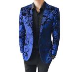 MAGE MALE Men's Dress Party Floral Suit Jacket Notched Lapel Slim Fit