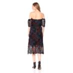 Sam Edelman Women's Off The Shoulder lace midi, Black/Multi, 4