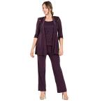 R&amp;M Richards Mother of The Bride Formal Pants Suit (12, Plum)