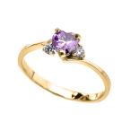 Dainty 10k Yellow Gold June Birthstone Heart with CZ Proposal/Promise