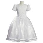 White Satin Communion Baptism Dress with Tulle Skirt - Size 16X