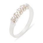 Solid 925 Sterling Silver Cultured Pearl Womens Wedding Band Ring - 11