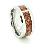 Unique 10mm Tungsten Carbide Wedding Band with Wood Grain Inlay Size 7
