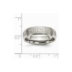 FB Jewels Solid Titanium Ridged Edge Greek Key Design 6mm Satin/Polish