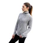 Ladies 100% Irish Merino Wool Cable Crew Sweater with Pockets by West