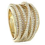 Yellow Gold Plated Sterling Silver Right Hand Ring Intertwined Design,