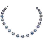 Sterling Silver 8-8.5mm Dyed-black Freshwater Cultured Pearl Link Chok