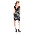 Maggy London Women's Diamond Stripe Lace Fit and Flare, Black/White 10