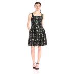 Gabby Skye Women's Multi Floral Printed A-Line Dress, Black, 12