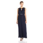 S.L. Fashions Women's Jewel Neck Maxi Dress, Navy 12