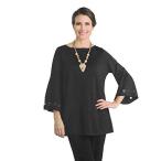 IC Collection Grommet Bell Sleeve Tunic Top in Black - 1195T (Large)