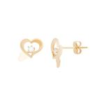 Jewels Company Stylish Genuine 14k Solid Gold CZ Heart and Tiny Heart