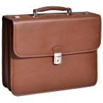 Double Compartment Laptop Briefcase, Leather, 15.4" in, Brown - Ashbur
