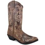 Smoky Mountain Women's Jolene Pull On Embroidered Snip Toe Brown Waxed