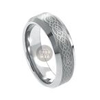 Men's 6mm Beveled Edge Tungsten Ring w/ Celtic Knot Design Center TS22