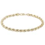 Floreo 10 Inch 10k Yellow Gold Hollow Rope Chain Bracelet and Anklet f