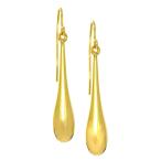 JewelStop 14k Fancy Yellow Gold Dangle Tear Drop Puffed Hoop Earrings,