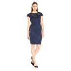 Marina Women's Short Cap Sleeve Lace Dress, Navy, 10