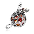 Ian and Valeri Co. Multicolor Amber Sterling Silver Round Bee Honeycom