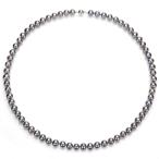 Sterling Silver 6-6.5mm Dyed-grey Freshwater Cultured Pearl Necklace w