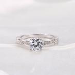 Foruiston 925 Sterling Silver Round-Cut Solitaire Cubic Zirconia Halo