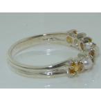 925 Sterling Silver Cultured Pearl &amp; Citrine Womans Wedding Ring - Siz