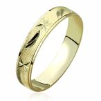 14K Yellow Gold Wedding Band 4mm Machine Cut Patterned Ring -Size: 7