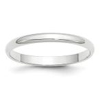 Solid 10k White Gold 2.5mm Half Round Wedding Band Size 6